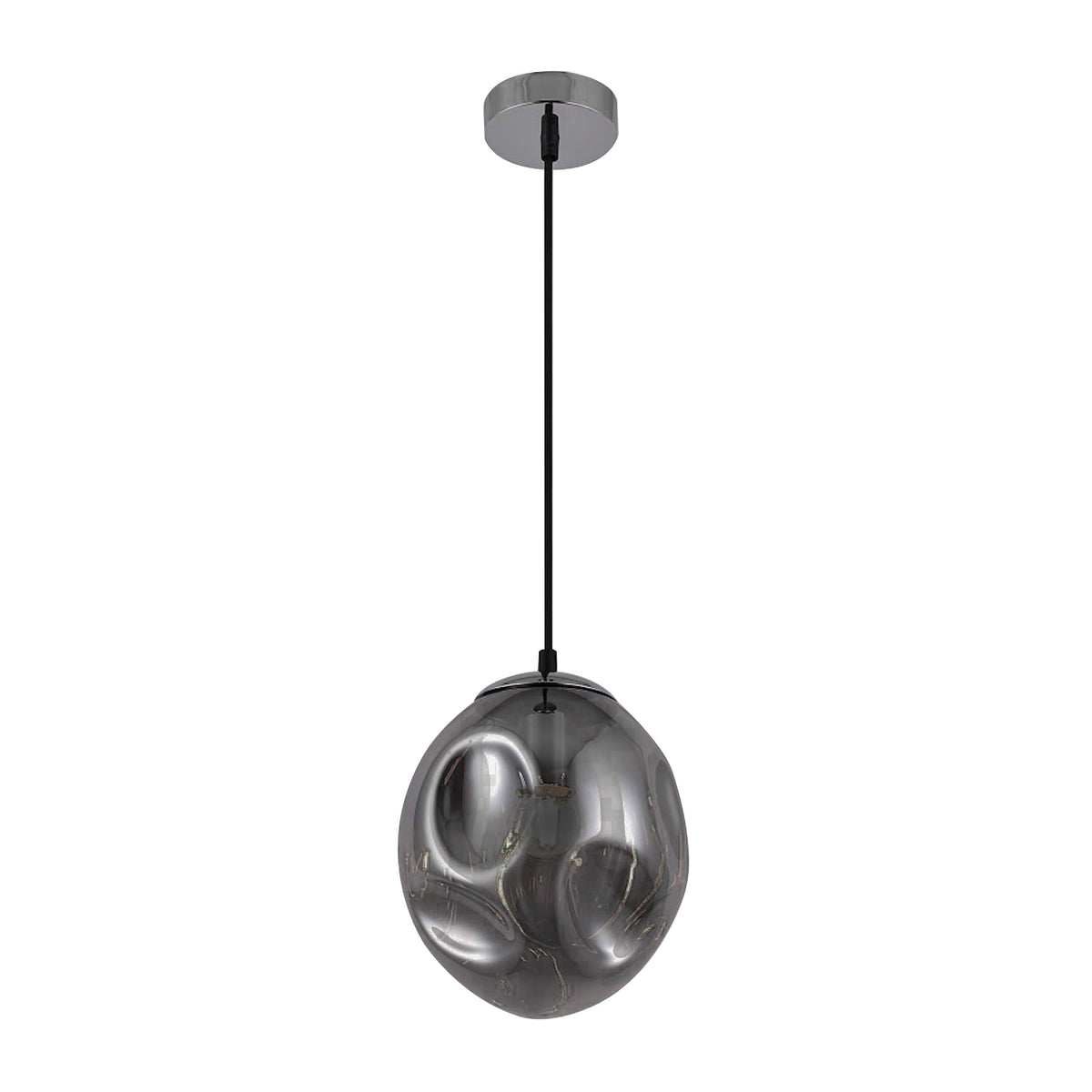 HARPER LIVING 1xE27/ES Pendant Ceiling Light, Smoke Grey Finish, Oval