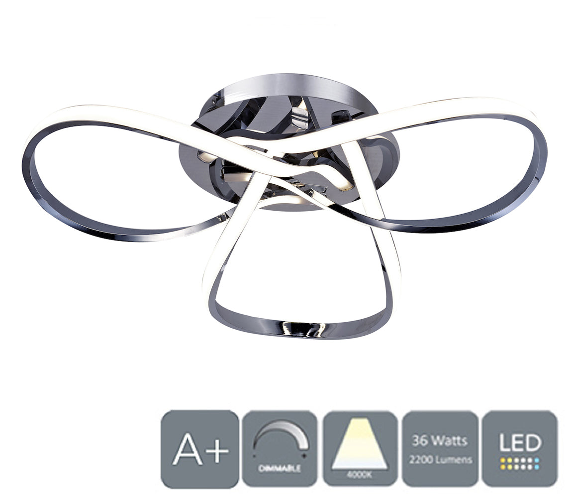 HALO LED Semi Flush Ceiling Light Dimmable Polished Chrome