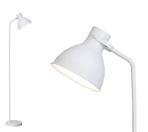 Floor Lamp, Bowl Shade, On/Off Switch, ECP Plug, Reading Light, Simple Design, Matt White Finish, E27 Bulb Cap