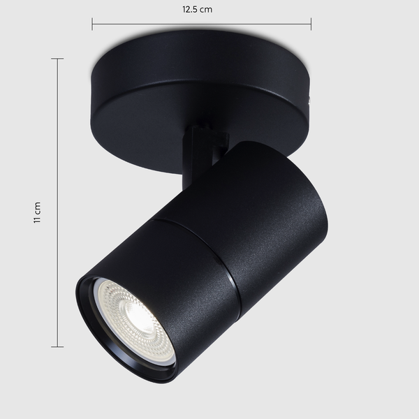 1 Light GU10 Round Spotlight Black