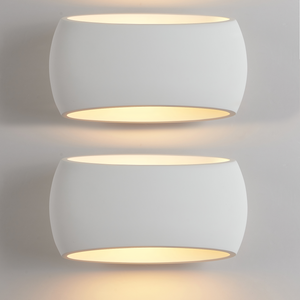2X HARPER LIVING Wall Lights,  Indoor Wall Sconce Lamp with White Oval Ceramic Shade, Wall Mounted Light for Bedroom, Living Room, Hallway