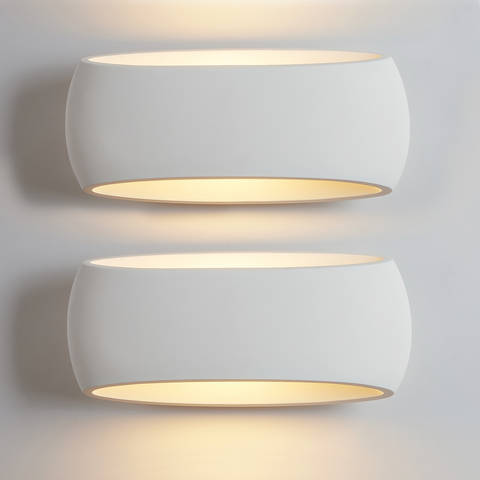 2X Large Wall Lights, Indoor Wall Sconce Lamp with White Oval Ceramic Shade, Wall Mounted Light for Bedroom, Living room, Hallway