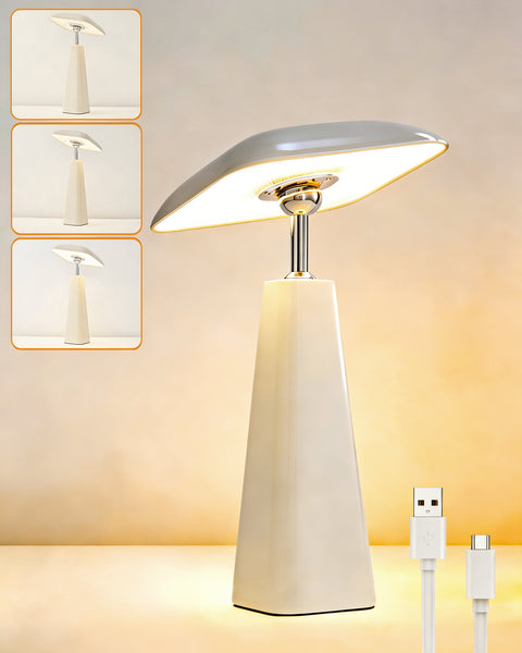 HARPER LIVING Rechargeable Table Lamp, Magnetic Touch Mushroom Bedside Light Dimmable, Portable Desk Lamp, Light Apricot