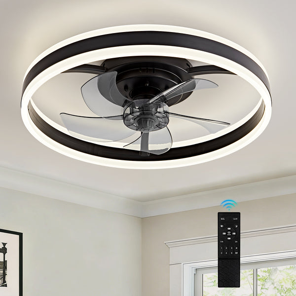 HARPER LIVING 50cm Ceiling Fan with Lights & Remote, 55W 4400LM Dimmable LED 3 Colours Ceiling Fan Light Up & Down Black