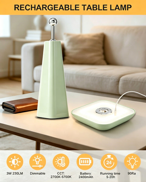 HARPER LIVING Rechargeable Table Lamp, Magnetic Touch Mushroom Bedside Light Dimmable, Portable Desk Lamp, Light Apricot