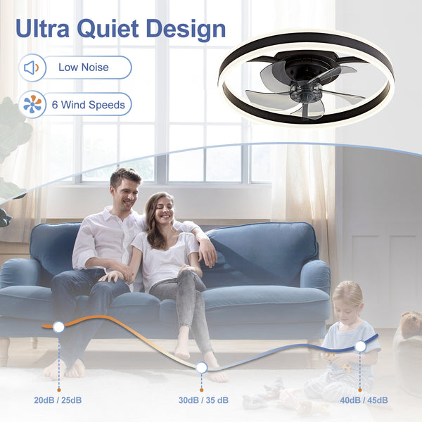 HARPER LIVING 50cm Ceiling Fan with Lights & Remote, 55W 4400LM Dimmable LED 3 Colours Ceiling Fan Light Up & Down Black