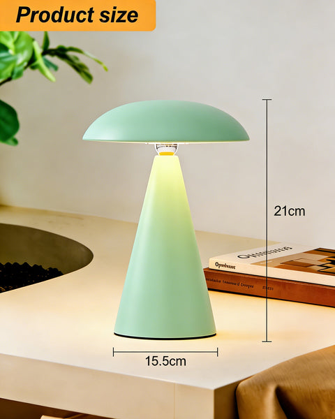 HARPER LIVING Rechargeable Table Lamp, Magnetic Touch Mushroom Bedside Light Dimmable, Portable Desk Lamp, Matt Light Green