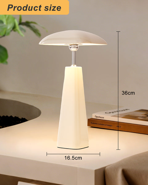 HARPER LIVING Rechargeable Table Lamp, Magnetic Touch Mushroom Bedside Light Dimmable, Portable Desk Lamp, Light Apricot