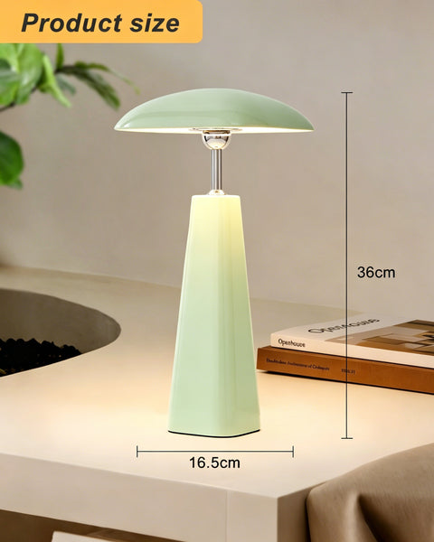 HARPER LIVING Rechargeable Table Lamp, Magnetic Touch Mushroom Bedside Light Dimmable, Portable Desk Lamp, Light Apricot