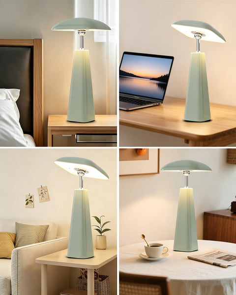 HARPER LIVING Rechargeable Table Lamp, Magnetic Touch Mushroom Bedside Light Dimmable, Portable Desk Lamp, Light Apricot