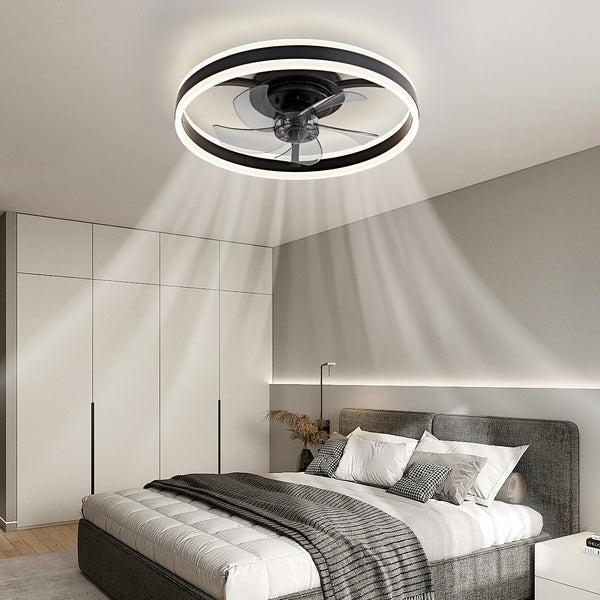 HARPER LIVING 50cm Ceiling Fan with Lights & Remote, 55W 4400LM Dimmable LED 3 Colours Ceiling Fan Light Up & Down Black