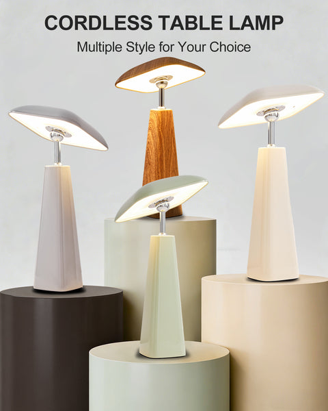 HARPER LIVING Rechargeable Table Lamp, Magnetic Touch Mushroom Bedside Light Dimmable, Portable Desk Lamp, Light Apricot