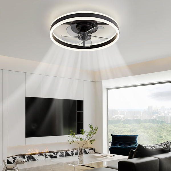 HARPER LIVING 50cm Ceiling Fan with Lights & Remote, 55W 4400LM Dimmable LED 3 Colours Ceiling Fan Light Up & Down Black