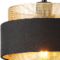 HARPER LIVING Modern Pendant Ceiling Light, Black Fabric & Gold Mesh Metal Shade, 122cm Height Adjustable Hanging Light