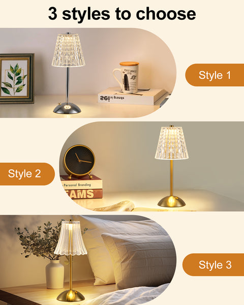 HARPER LIVING Rechargeable Table Lamp, Bedside Reading Light Gold Finish, Cordless Touch Lamps for Bedroom Living Room Dining