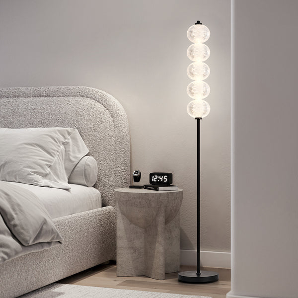 HARPER LIVING LED Floor Lamp Black, 20W 2400LM Bright Standing Lamp with Foot Switch, 3 Colour Temps, Modern Corner Lamp
