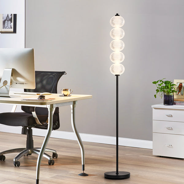 HARPER LIVING LED Floor Lamp Black, 20W 2400LM Bright Standing Lamp with Foot Switch, 3 Colour Temps, Modern Corner Lamp