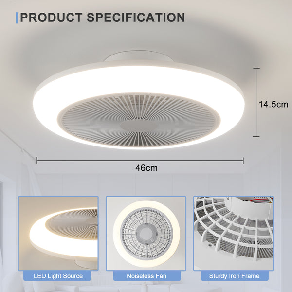 HARPER LIVING Ceiling Fan with Lights and Remote, Dimmable, 3 Colors Change/6 Speeds/Timing