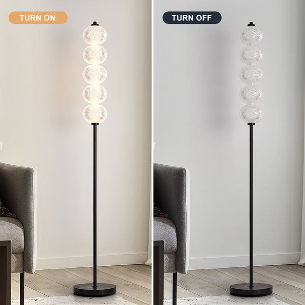 HARPER LIVING LED Floor Lamp Black, 20W 2400LM Bright Standing Lamp with Foot Switch, 3 Colour Temps, Modern Corner Lamp