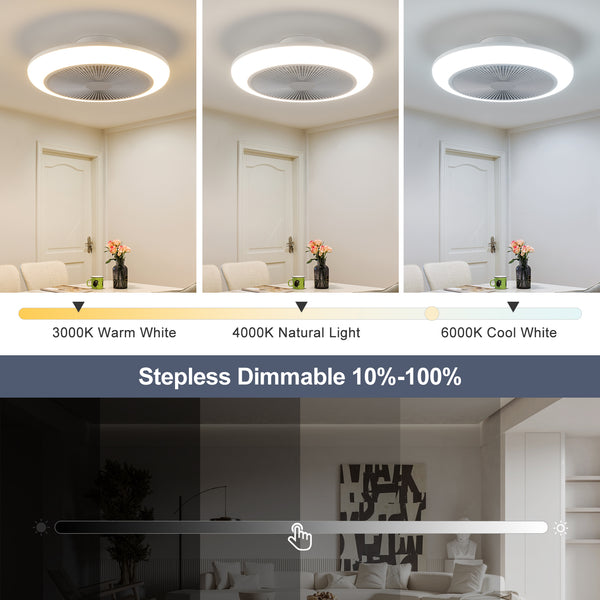 HARPER LIVING Ceiling Fan with Lights and Remote, Dimmable, 3 Colors Change/6 Speeds/Timing