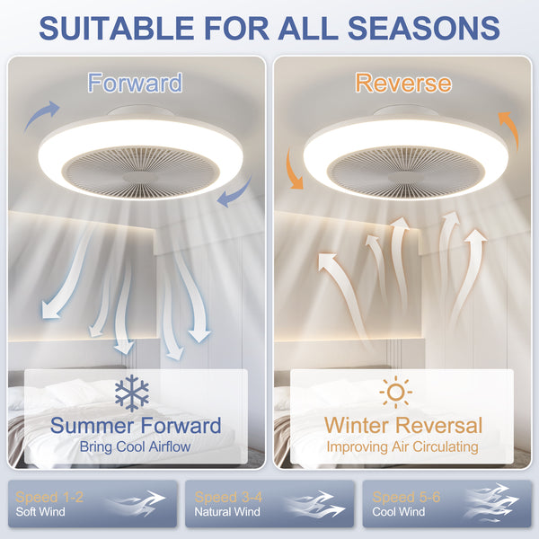HARPER LIVING Ceiling Fan with Lights and Remote, Dimmable, 3 Colors Change/6 Speeds/Timing