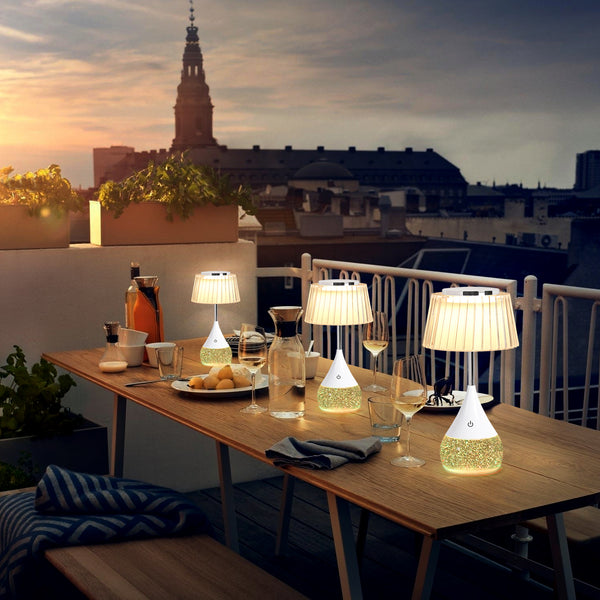 HARPER LIVING RGB Table Lamp, Water Base & 7-Colour Changing, Touch Control Mood Light, Dimmable, Pleated Shade