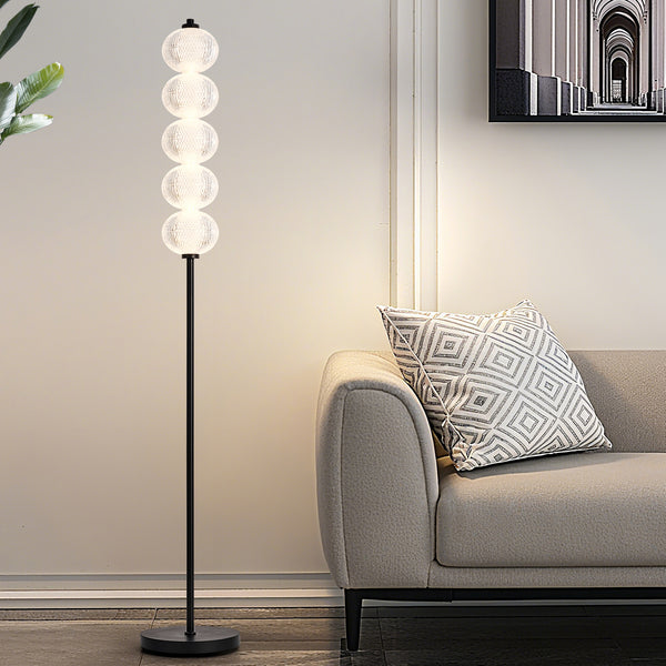 HARPER LIVING LED Floor Lamp Black, 20W 2400LM Bright Standing Lamp with Foot Switch, 3 Colour Temps, Modern Corner Lamp