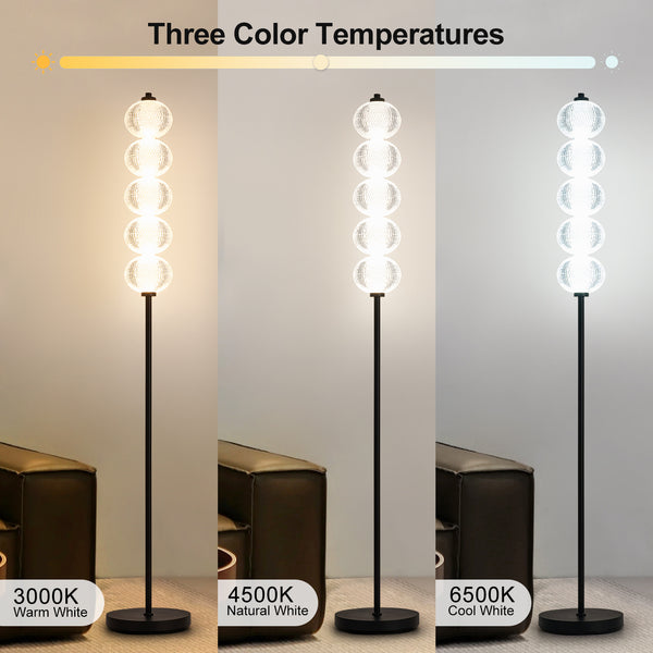 HARPER LIVING LED Floor Lamp Black, 20W 2400LM Bright Standing Lamp with Foot Switch, 3 Colour Temps, Modern Corner Lamp