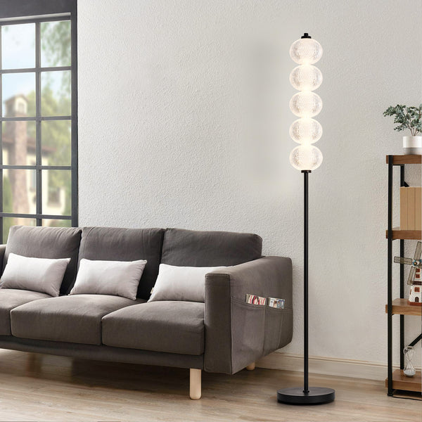 HARPER LIVING LED Floor Lamp Black, 20W 2400LM Bright Standing Lamp with Foot Switch, 3 Colour Temps, Modern Corner Lamp