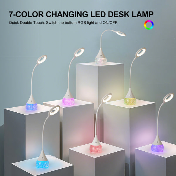 HARPER LIVING RGB Desk Lamp with Water Base & 7-Colour Changing, Touch Control Table Lamp, 3 Colour Temps & Dimmable