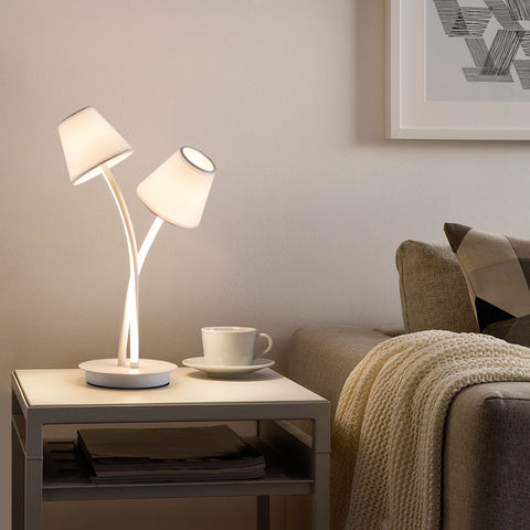 HARPER LIVING LED Table Lamp, Bedside Table Light with 2 Vintage Lampshades, Bedroom Living Room Study Room
