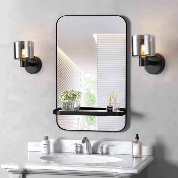 HARPER LIVING Modern Wall Light, Indoor Wall Lamp with Matt Black Finish & Smoked Glass Shade, Wall Sconce Lights