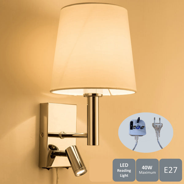 Harper Living Plug-In Wall Light with switch and Adjustable LED Reading Light