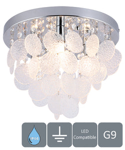 Crystal Ceiling Light, 4 Lights Semi-Flush, Modern Water Resistant (IP44)