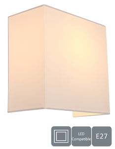 HARPER LIVING 1xE27/ES Wall Wash Light with Switch, Square Fabric Shade, Suitable for LED Upgrade