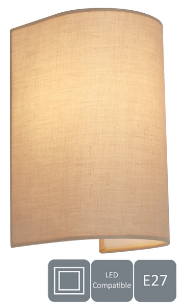 HARPER LIVING 1xE27/ES Wall Wash Light with Switch, Cylinder Fabric Shade, Suitable for LED Upgrade