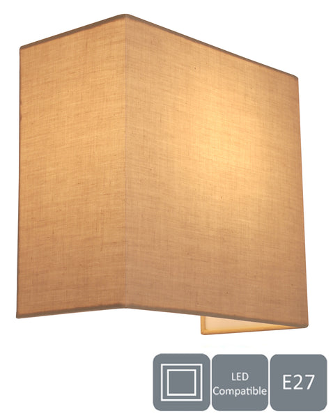 HARPER LIVING 1xE27/ES Wall Wash Light with Switch, Square Fabric Shade, Suitable for LED Upgrade