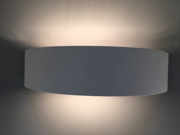 Ceramic Full Semi-Circle Wall Light, Up Light White Paintable Finish E14/SES socket (NO BULB)