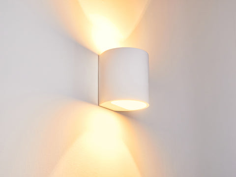Ceramic Cylinder Wall Light, Up/Down White Paintable G9 socket (NO BULB)
