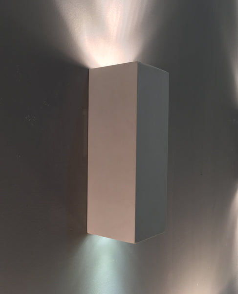 Ceramic Rectangle Shaped Wall Light, 2 lights Up/Down White Paintable GU10 sockets (NO BULBs)