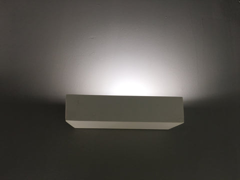 Ceramic Rectangle Wall Light, White Paintable Uplighter G9 socket (NO BULB)