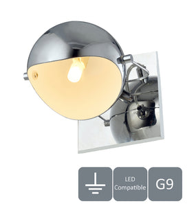 Single Wall Light, Adjustable Head, 1xG9 Bulb (28W Max), Polished Chrome Finish