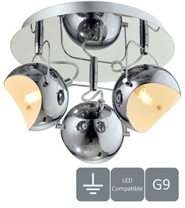 Modern Low Ceiling Light, Adjustable Head, Polished Chrome, 3xG9, LED Compatible