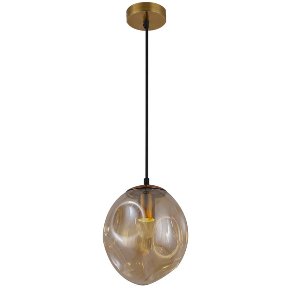 HARPER LIVING 1xE27/ES Pendant Ceiling Light, Champagne Finish, Oval Shade, 60 Watts Maximum, Adjustable Height