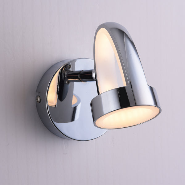 LED Wall Spotlight, 1 Light Polished Chrome Non-Dimmable, Warm White 3000K