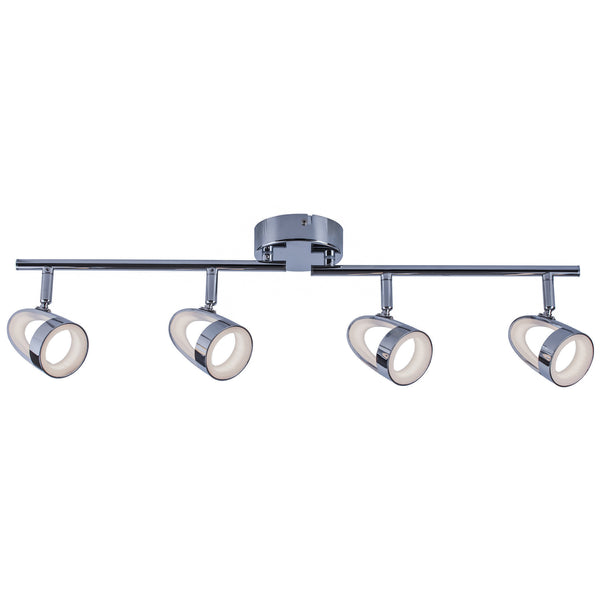 LED Ceiling Bar Spotlight, 4 Lights Polished Chrome Non-Dimmable, Warm White 3000K