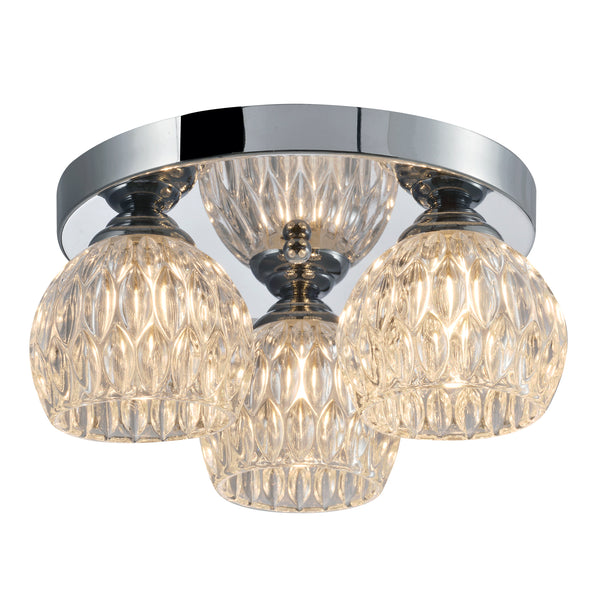 Modern Flush Ceiling Light, G9 Cap Type, Polished Chrome Finish, Glass Shades Included, Bulbs Not Included