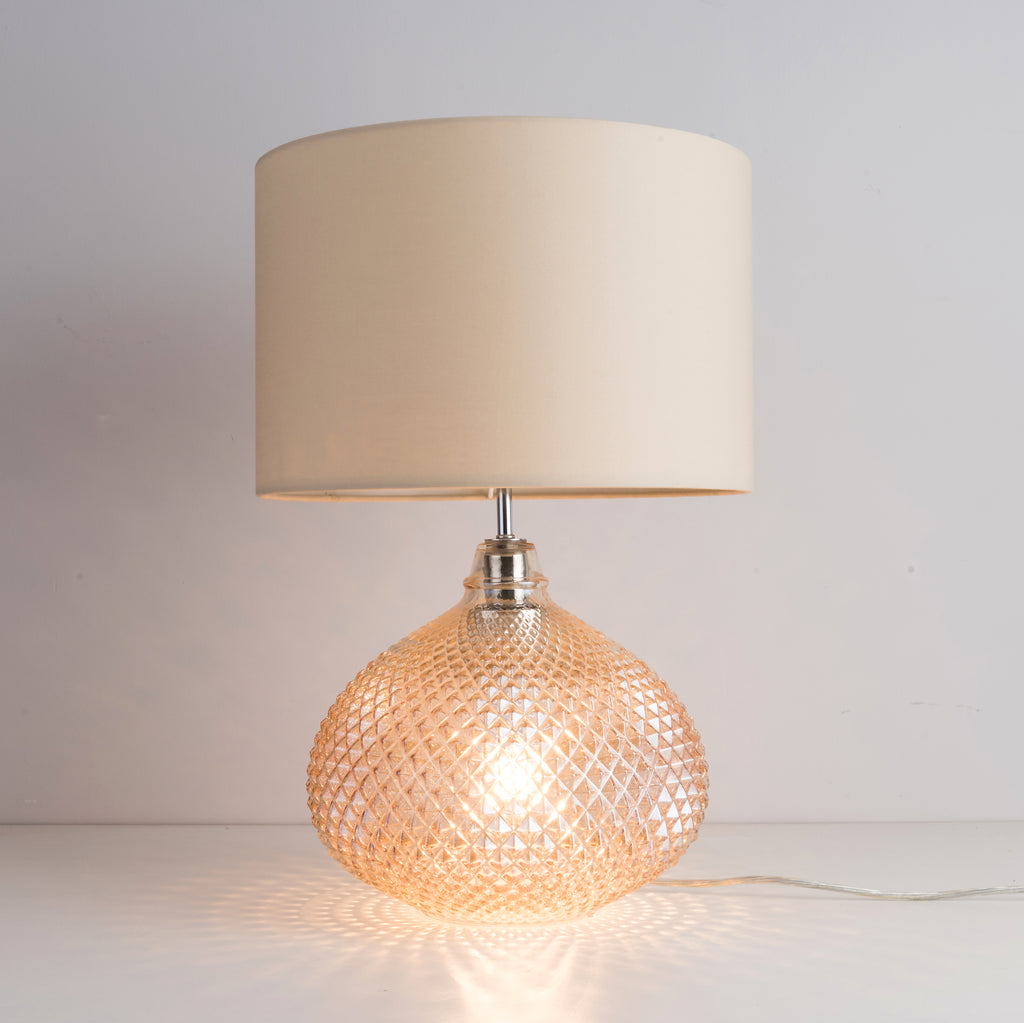 Lamp with plug shop in base