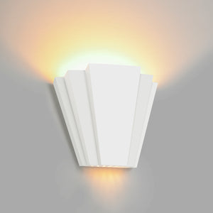 ART DECO, White Plaster (Paintable) Wall Light G9 Bulb Cap Living Room Light