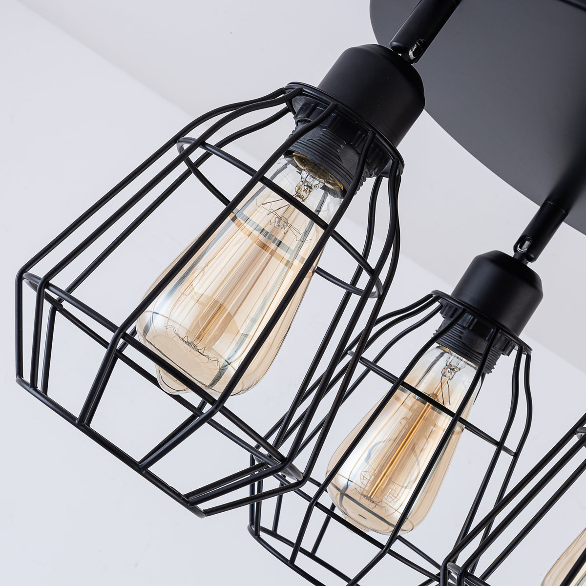 Caged Ceiling Light, 3 Lights E27 Cap, Black Vintage Finish, LED Compa ...